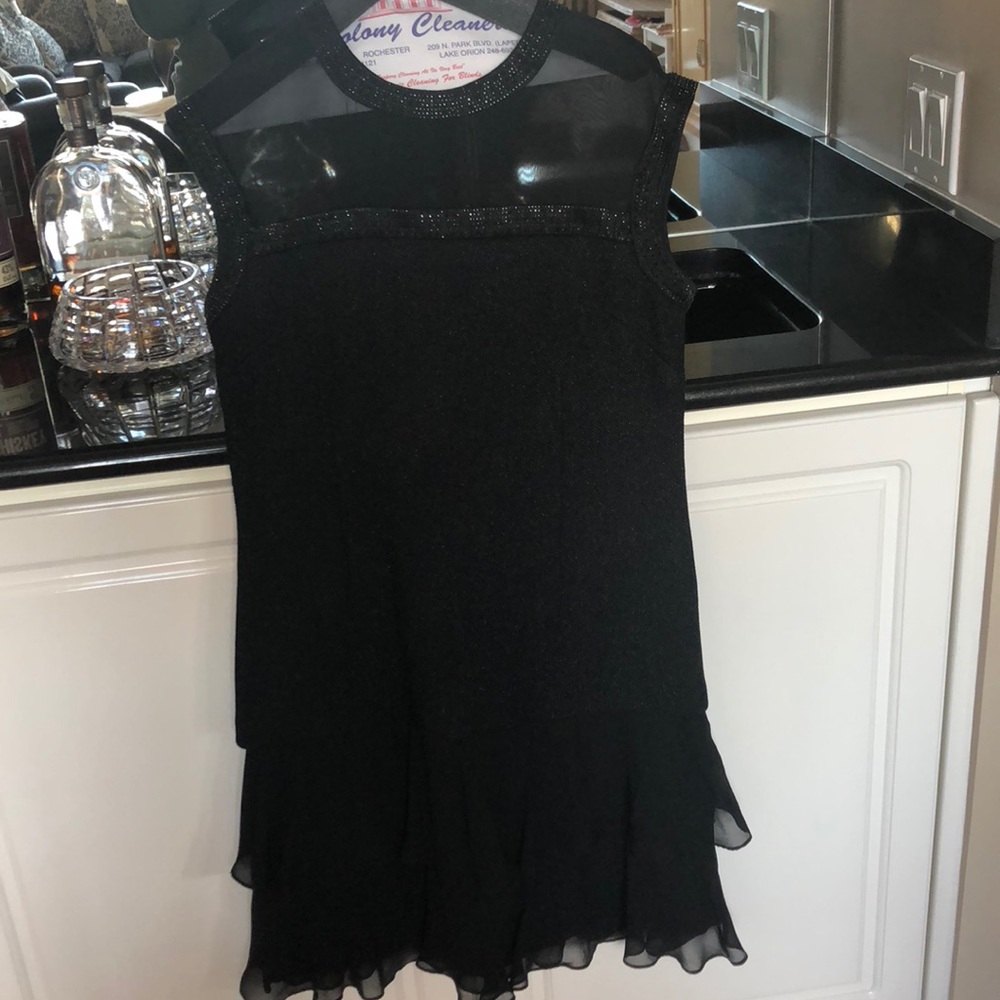 St.john beaded knit and Chiffon black dress